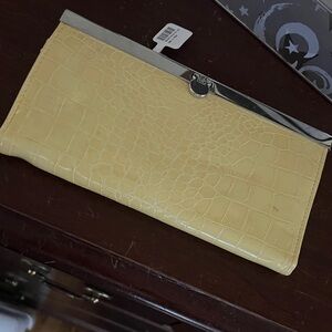 Yellow Crocodile-Embossed Clutch